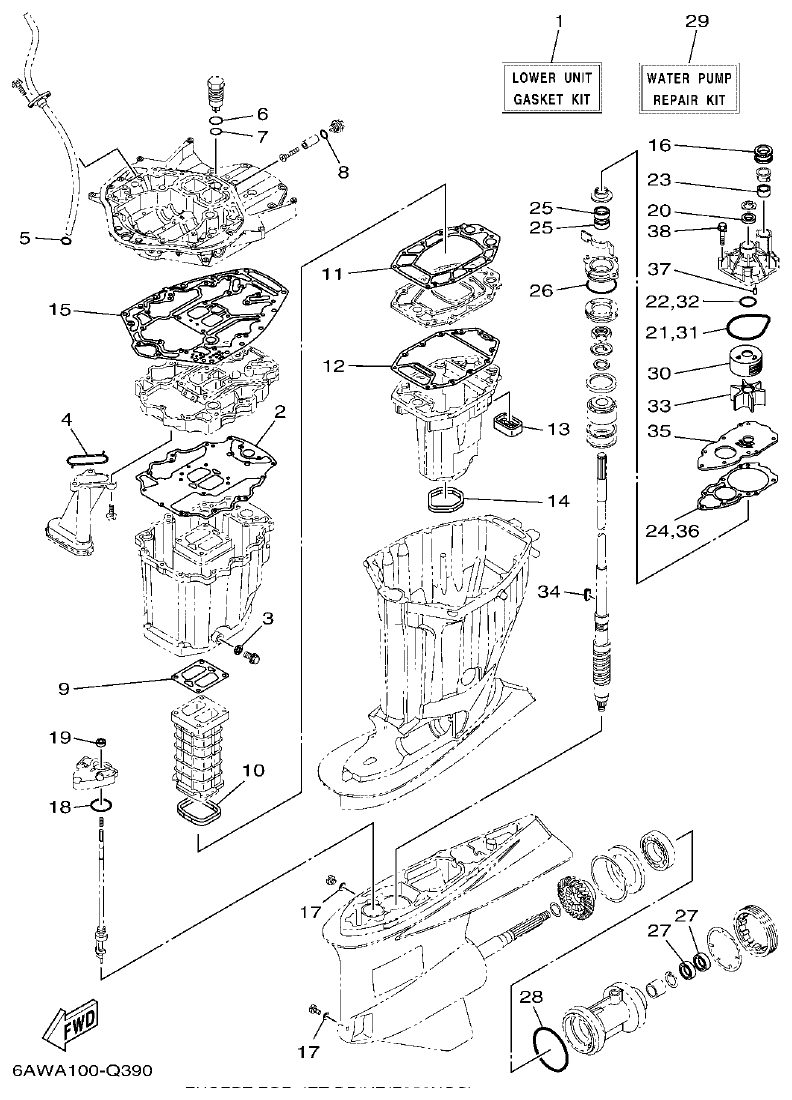 Yamaha 20, F350NCC2 REPAIR KIT 2 parts diagram